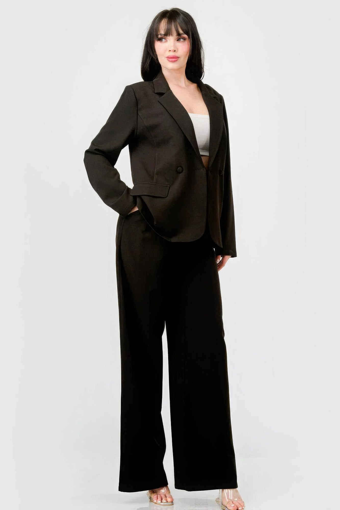 Luxe Women's Loose Fit Blazer & Wide Leg Pants Set - Premium Fashion