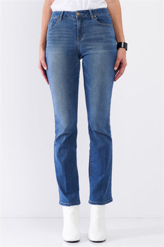 Medium Blue Denim High Waisted Skinny Jeans-Medium Denim