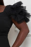 Mesh Tulle Shoulder Plus Size Maxi Dress-Black