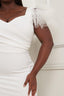 Mesh Tulle Shoulder Plus Size Maxi Dress-White