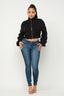 Michelin Sweater Top W/ Front Zipper-Black
