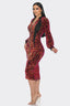 Midi Two Way Zip Up Sequin Contrast Dress-Red