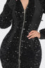 Midi Two Way Zip Up Sequin Dress-Black