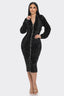 Midi Two Way Zip Up Sequin Dress-Black