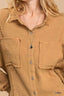Mineral wash button down top with high low hem-Camel