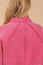 Mineral wash button down top with high low hem-Hot Pink