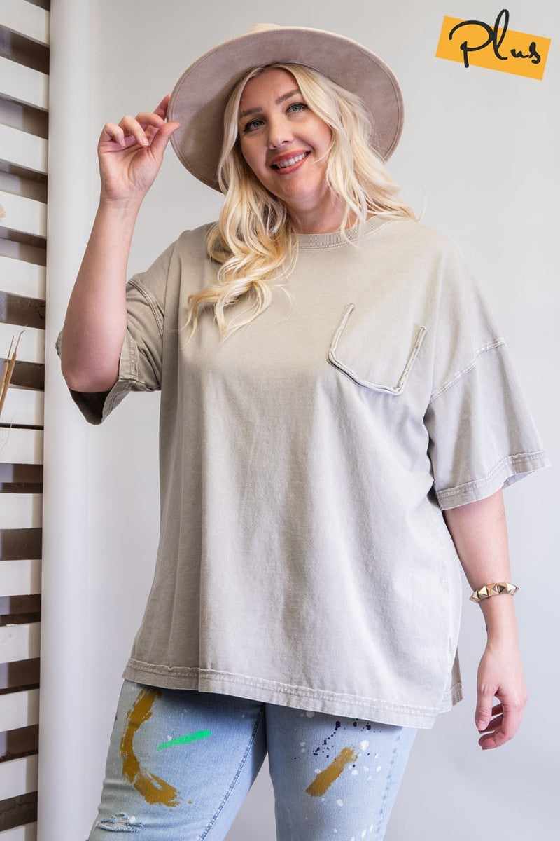 Mineral Washed Cotton Jersey Boxy Tunic-Light Mudd