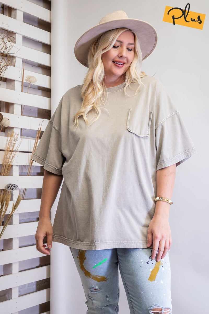 Mineral Washed Cotton Jersey Boxy Tunic-Light Mudd