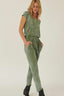 Mineral Washed Finish Knit Jumpsuit-Olive
