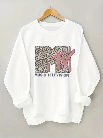 MTV Plus Size Casual Crew Neck Pullover Sweatshirt