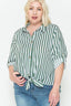 Multi Stripe Side Slit Cotton Shirt-Green