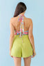 Multicolor Floral Print Sleeveless U-neck Self-tie Strap