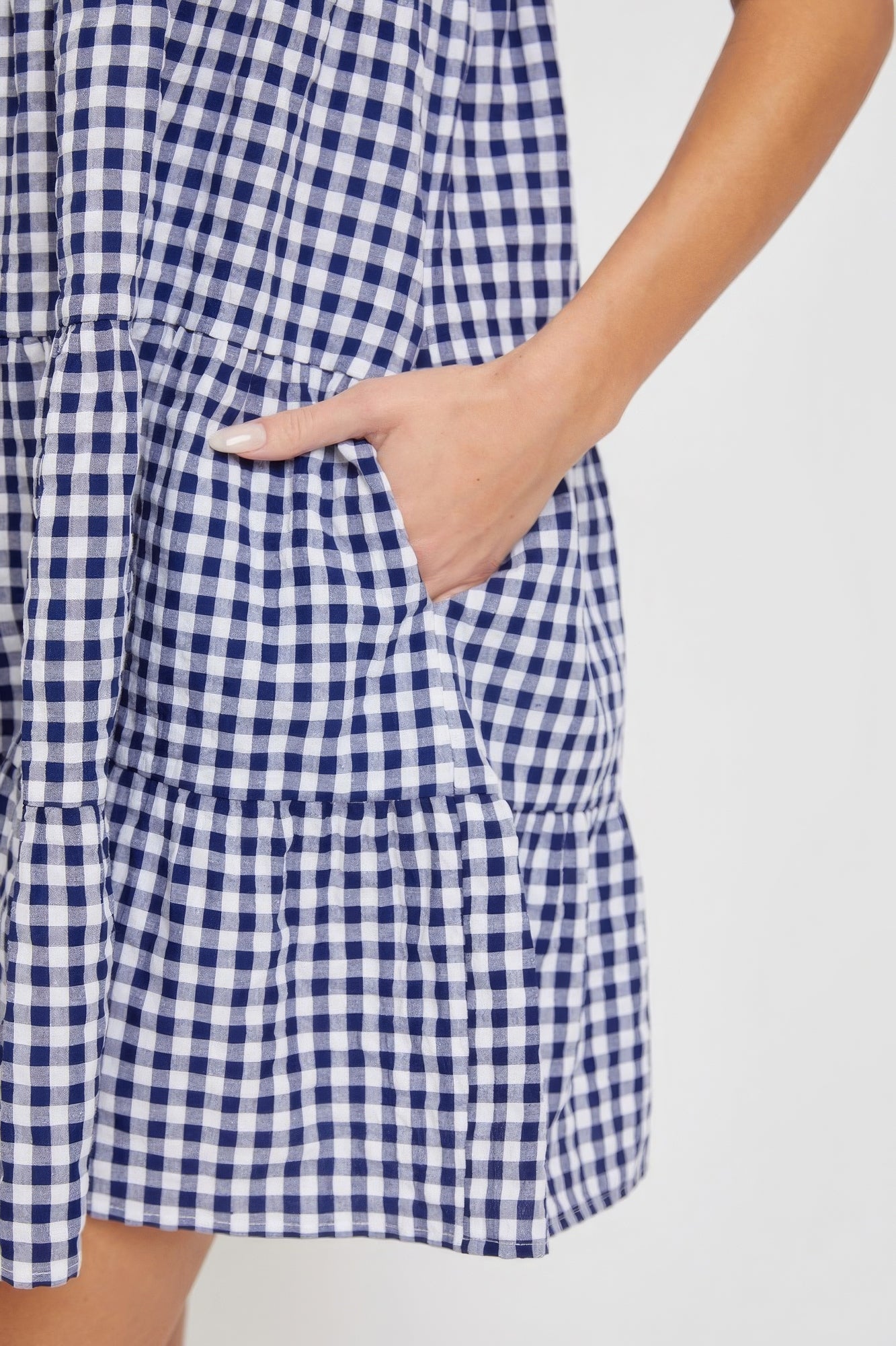 Navy Gingham Bodydoll Dress - Chic Women's Fashion Trend