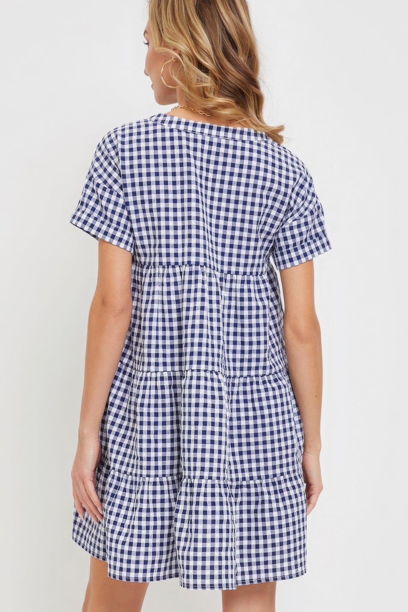 Navy Gingham Bodydoll Dress - Chic Women's Fashion Trend