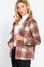 Notched Collar Plaid Jacket-Brown