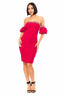 Off Shoulder Midi dress-Red