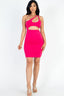 One Shoulder Cut-out Front Ruched Bodycon Mini Dress