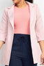 Open Front Notch Solid Jacket-Blush