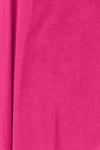 Pink fabric detail of open front long sleeve cardigan with slightly stretchy material composition of 95% rayon and 5% spandex.