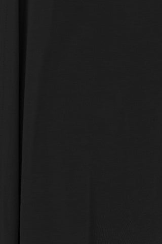 Close-up of black open front long sleeve cardigan fabric showing opaque texture with slight stretch.