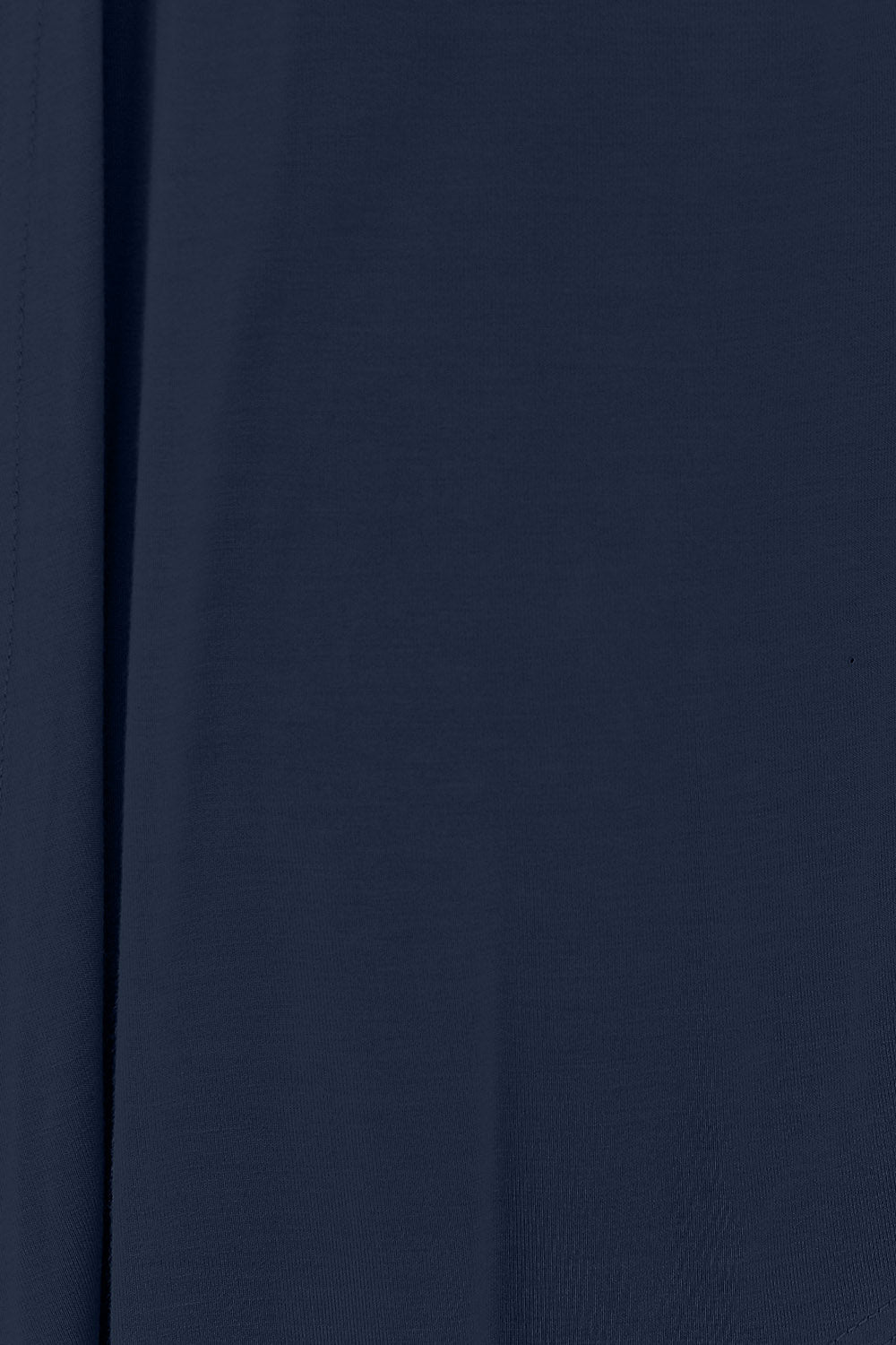 Close-up of navy blue fabric texture, showcasing the slightly stretchy material of a basic style open front long sleeve cardigan.