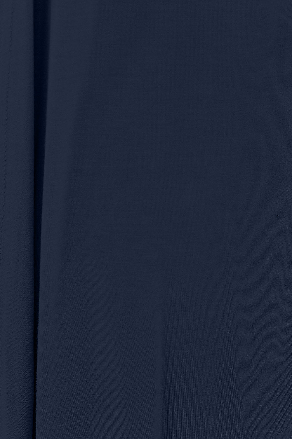 Close-up of navy blue fabric texture, showcasing the slightly stretchy material of a basic style open front long sleeve cardigan.