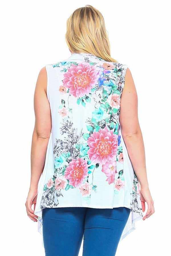 Open Front Vest With An Asymmetric Hem-Multi