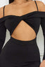 Open Shoulder Cutout Detail Jumpsuit-Black
