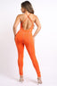 Overlock Line Jumpsuit-Orange