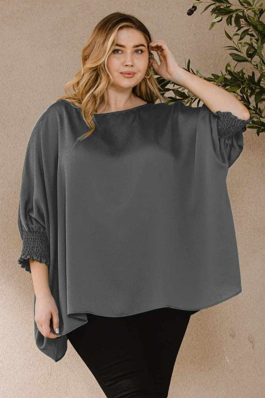 Oversized Boatneck Blouse-Charcoal