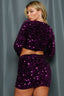 Perfect Night Out Magenta Velvet Sequins Skirt Set