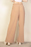 Pleated Stretch Crepe Pull-On Wide Leg Tie Front Pants