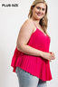 Pleated Tank Top With Adjustable Strap-Hot Pink