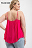 Pleated Tank Top With Adjustable Strap-Hot Pink