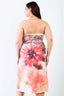 Plus Peach Flower Print Sleeveless Midi Dress-Peach