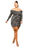 Plus Size Black Foil and Glitter Wavy Print Mini Dress