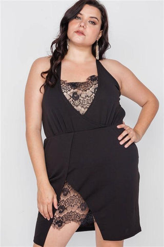 Plus Size Bodycon Mini Dress-Black