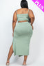 Plus Size Cami Crop Top & Side Split Hem Midi Skirt Set