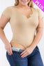 Plus Size Casual Split Neck Solid Short Sleeve Bodysuit