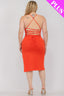 Plus Size Crisscross Back Cami Crop Top & Split Thigh Midi Skirt Set