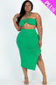 Plus Size Crisscross Halter Top & Adjustable Skirt Set