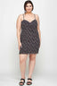 Plus Size Ditsy Floral Print On Mesh Fabric Cami Dress-Black