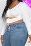 Plus Size Drawstring Ruched Cutout Front Crop Top