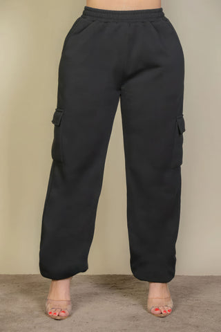 plus size black sweatpants with side pockets and drawstring waist displaying comfortable fit and soft fabric
