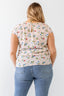 Plus Size Flower Print Ruched Pink Blouse