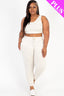 Plus Size French Terry Cropped Tank Top & Joggers Set