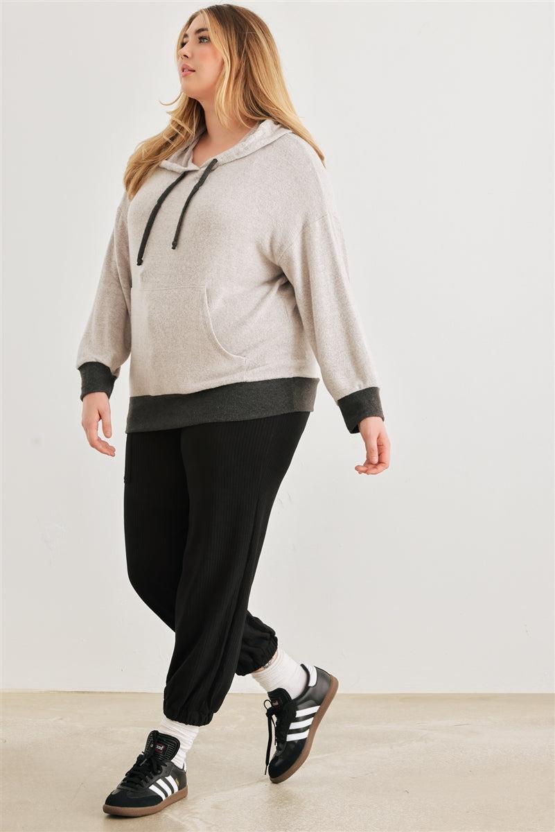 Plus Size Heather Grey/Charcoal Hooded Sweater