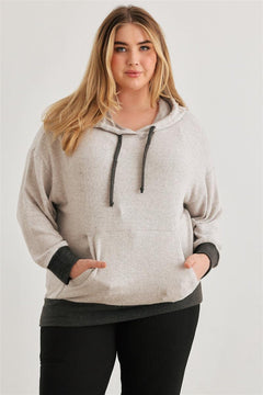 Plus Size Heather Grey/Charcoal Hooded Sweater