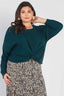 Plus Size Hunter Green Flannel Ribbed Twisted Detail Top