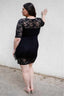 Plus Size Lace Black Mini Dress